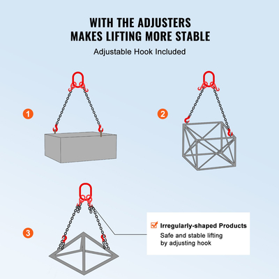 VEVOR 3/8&quot; x 6&#039; Chain Sling 2 Legs G80 Lifting Chain with Grab Hooks 11000 lbs