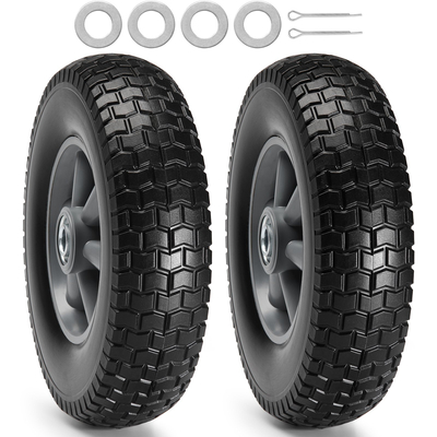 VEVOR Solid PU Run-Flat Tire Wheel, 10&quot;, 2-Pack, 180 lbs Dynamic Load, 220 lbs Static Load, Flat Free Tubeless ελαστικά και τροχοί για χειροκίνητο καρότσι, κούκλες, ρυμουλκούμενα κήπου, διάφορα καρότσια