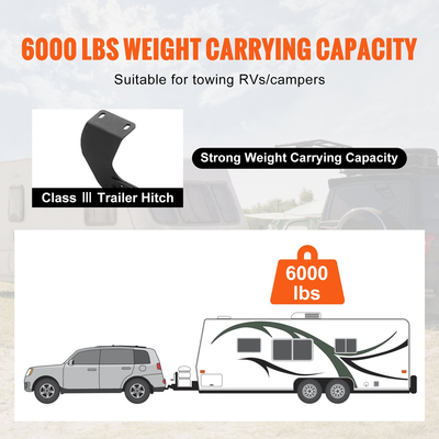 Κοτσαδόρος ρυμουλκούμενου VEVOR Class 3, δέκτης 2 ιντσών, πλαίσιο από χαλύβδινο σωλήνα Q455B, συμβατό με Honda CR-V 2017-2023, 6000 λίβρες, Στήριγμα κοτσαδόρου πολλαπλής προσαρμογής για λήψη μπάλας, φορέας φορτίου, ράφι ποδηλάτου, γάντζος ρυμούλκησης, μαύρο
