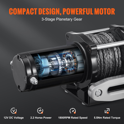 Ηλεκτρικό βαρούλκο VEVOR, βαρούλκο νάιλον σχοινιού χωρητικότητας 12V 4500 lb, IP55 1/4” x 39ft ATV βαρούλκο UTV με ασύρματο τηλεχειριστήριο χειρός &amp; Hawse Fairlead για ρυμούλκηση SUV φορτηγού Jeep Off-Road Truck Trailer Boat