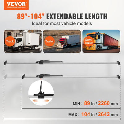 VEVOR Cargo Bar, Ratcheting Cargo Bar Ρυθμιζόμενη από 89&quot; έως 104&quot;, Steel Stabilizer Cargo Bar βαρέως τύπου με χωρητικότητα 309 lbs, Μπάρα φόρτωσης κρεβατιού φορτηγού για κρεβάτι φορτηγών, ρυμουλκούμενο, ημιρυμουλκούμενο (4 τεμ.)