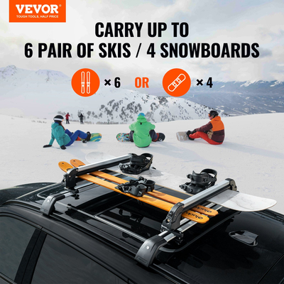 VEVOR Ski Snowboard Roof Rack 31,7&quot; Universal Ski Rack για οροφή αυτοκινήτου με κλειδαριά