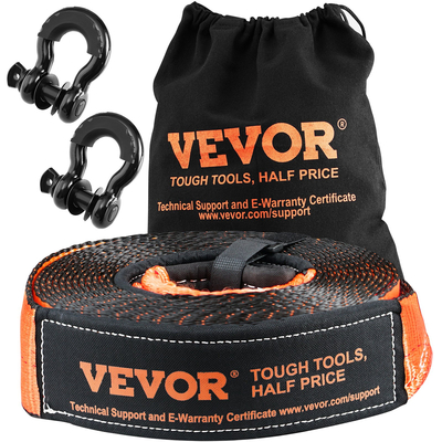 VEVOR Κιτ αποκατάστασης εκτός δρόμου, 3&quot; x 30&#039;, Κιτ ανάκτησης βαρούλκου βαρέως τύπου με ιμάντα ρυμούλκησης από πολυεστέρα χωρητικότητας 30.000 lbs, δεσμίδες D-ring 44.092 lbs, τσάντα αποθήκευσης, για ATV, τζιπ, φορτηγά εκτός δρόμου