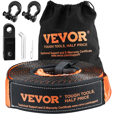 VEVOR Off-Road Recovery Kit, 3&quot; x 30&#039;, Heavy Duty Winch Recovery Kit με ιμάντα ρυμούλκησης 30.000 lbs, δεσμίδες D-ring 44.092 lbs, δέκτη δεσμών και τσάντα αποθήκευσης, για ATV, Jeephi, Off-Road
