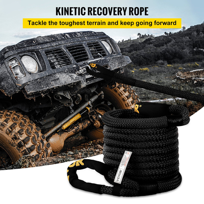 VEVOR 1-1/4&quot; x 31,5&#039; Kinetic Recovery &amp; Tow Rope, 52.300 lbs, Heavy Duty Nylon Double Braided Speed ​​Kinetic Energy, for Truck Off-Road Vehicle ATV UTV, Carry Bag Included, Black