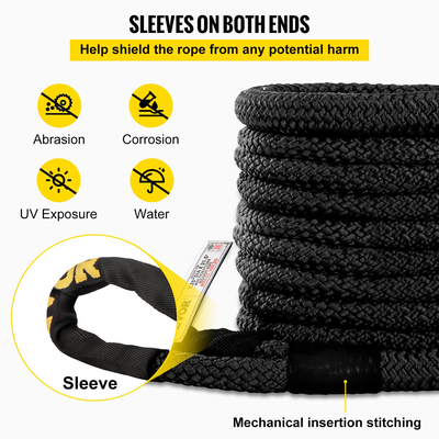 VEVOR 1-1/4&quot; x 31,5&#039; Kinetic Recovery &amp; Tow Rope, 52.300 lbs, Heavy Duty Nylon Double Braided Speed ​​Kinetic Energy, for Truck Off-Road Vehicle ATV UTV, Carry Bag Included, Black