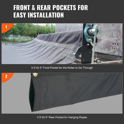 VEVOR Dump Truck Mesh Tarp, 6 x 14 ft, μαύρο κάλυμμα βαρέως τύπου με επίστρωση PVC με διπλή τσέπη 5,5&quot; 18 oz, ορειχάλκινοι δακτύλιοι, ενισχυμένος ιμάντας διπλής βελόνας που ταιριάζει χειροκίνητο ή σύστημα ηλεκτρικού ανατρεπόμενου φορτηγού