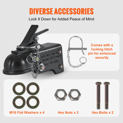 Ρυθμιζόμενος σύνδεσμος τρέιλερ VEVOR, σφαίρα κοτσαδόρου 2-5/16&quot;, Χωρητικότητα 15000 λίβρες, Ζεύκτης βαρέως τύπου Cast Channel-Mount με κιτ υλικού, Ιδανικός για ρυμούλκηση Station Wagon, Pickup Trucks, SUV, Μαύρη επίστρωση