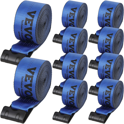 Ιμάντες βαρούλκου VEVOR, 4&quot; x 30&#039;, χωρητικότητα φόρτωσης 6000 λίβρες, αντοχή σε θραύση 18000 λίβρες, ιμάντες φορτηγού με επίπεδο άγκιστρο, έλεγχος φορτίου με δέσιμο σε επίπεδο κρεβάτι για ρυμουλκούμενα, αγροκτήματα, διασώσεις, εξοικονόμηση δέντρων, μπλε (10 πακέτο)