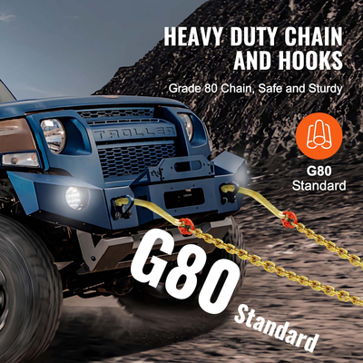 VEVOR 5/16&quot; x 2&#039; G80 Αλυσίδα ρυμούλκησης J Hook V-Chain Bridle Grab Hook Wrecker 10800 lbs