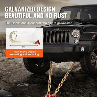 VEVOR 3/8&quot;x2&#039; G80 Tow Chain J Hook V-Chain Bridle Grab &amp; T Hook Wrecker 15600lbs