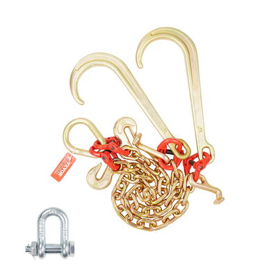 VEVOR 3/8&quot;x2&#039; G80 Tow Chain J Hook V-Chain Bridle Grab &amp; T Hook Wrecker 15600lbs