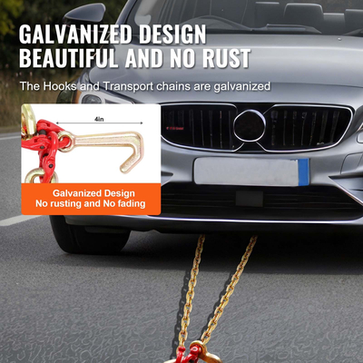 VEVOR 5/16&quot; x 3&#039; G80 Tow Chain V-Chain Bridle RTJ &amp; Grab Hooks Wrecker 10800 lbs