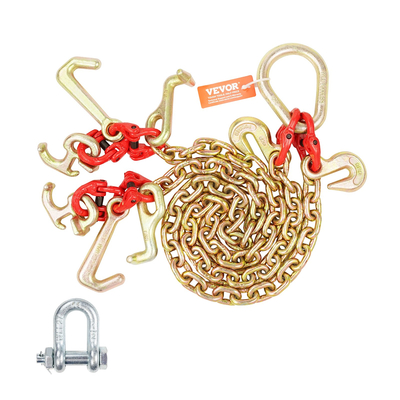 VEVOR 5/16&quot; x 3&#039; G80 Tow Chain V-Chain Bridle RTJ &amp; Grab Hooks Wrecker 10800 lbs