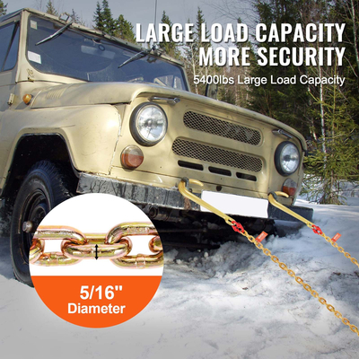 VEVOR 2PCS 5/16&quot;x6&quot; G80 Tow Chain 15&quot; J Hook Long Shank RTJ &amp; Grab Hooks Wrecker