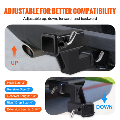 VEVOR Trailer Hitch Riser Tow Adapter Extender για δέκτη 2&quot; με ανύψωση/πτώση 4