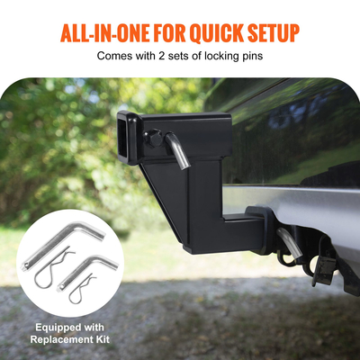 VEVOR Trailer Hitch Riser, για δέκτη 2&quot; με 6&quot; Rise/Drop, Trailer Receiver Hitch Extender Adapter, Μήκος επέκτασης 7&quot; και 9&quot;, Μέγιστη ικανότητα ρυμούλκησης 4000 lbs, Περιλαμβάνονται καρφίτσες κοτσαδόρου, Μαύρο