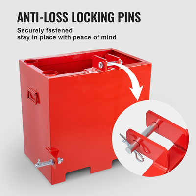 VEVOR Ballast Box 3 Point Κατηγορία 1 Tractor, 800lbs Capacity Hitch Ballast Box, για 2&#039;&#039; Hitch Receiver, Tractor Ballast Box με όγκο 5cu.ft, Ατσάλι βαρέως τύπου, κόκκινο