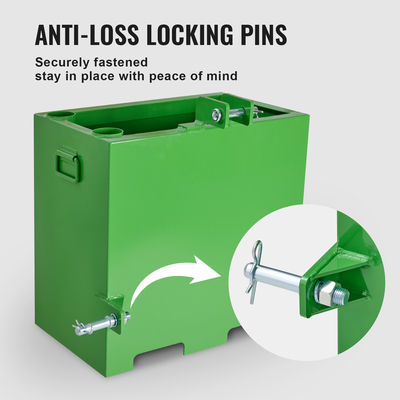 VEVOR Ballast Box 3 Point Κατηγορία 1 Τρακτέρ, Χωρητικότητα 800lbs Hitch Ballast Box, για δέκτη κοτσαδόρου 2&#039;&#039;, Tractor Ballast Box με όγκο 5cu.ft, Ατσάλι βαρέως τύπου, πράσινο