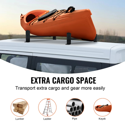 Βάση σκάλας οροφής VEVOR Van, Σχάρες οροφής από κράμα χάλυβα 2 ράβδων, Σχάρα οροφής βροχής-υδρορροής χωρητικότητας 227 KG, Ρυθμιζόμενο μήκος 910-1460 mm, Σχάρα σκάλας Van Συμβατό με Chevrolet Express, GMC Savana κ.λπ.