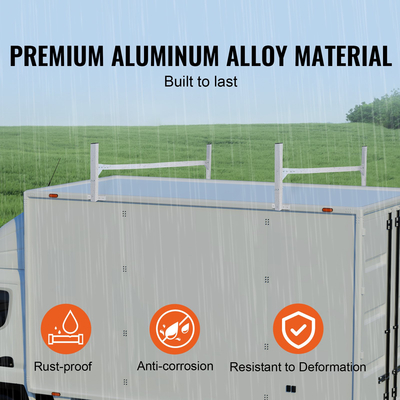 VEVOR Van Roof Ladder Rack, 2 Bars Racks Roof Ladder Racks, 181 kg Χωρητικότητα Rain-Gutter Van Roof Rack, Ρυθμιζόμενο μήκος 1300-2060 mm, Βάση σκάλας Van για Van, Cargo, Trailer