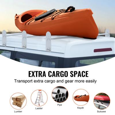 Βάση σκάλας οροφής VEVOR Van, Σχάρες οροφής από κράμα χάλυβα 3 ράβδων, σχάρα οροφής βροχής-υδρορροής χωρητικότητας 340 kg, Ρυθμιζόμενο μήκος 40,2&quot; έως 74,8&quot;, Σχάρα σκάλας Van Συμβατή με Chevrolet Express, GMC Savana κ.λπ.