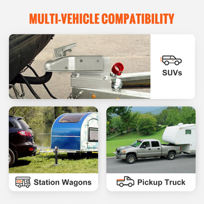 Ευθύς σύνδεσμος ρυμουλκούμενου VEVOR, για σφαίρα κοτσαδόρου 2 ιντσών, κανάλι 3 ιντσών, χωρητικότητα 5000 λίβρες, σύνδεσμος γλώσσας ρυμουλκούμενου βαρέως τύπου, Ιδανικός για ρυμούλκηση Station Wagon, Pickup Trucks, SUV, Ψευδάργυρη επιφάνεια