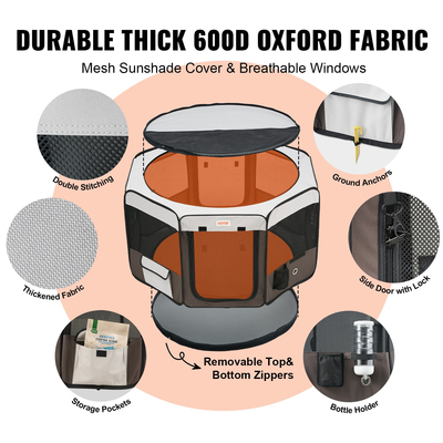 VEVOR Πτυσσόμενο παρκοκρέβατο για κατοικίδια 46 ιντσών φορητό παρκοκρέβατο για σκύλους Κλουβί ρείθρο για γάτα