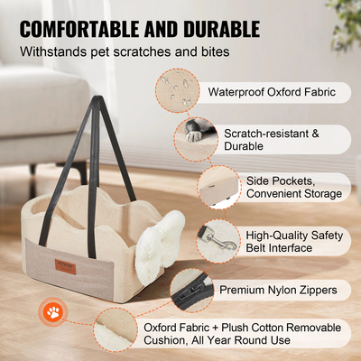 Κεντρική κονσόλα VEVOR Dog Car Seat Dog Booster Seat Car for Small Dog 8 lbs