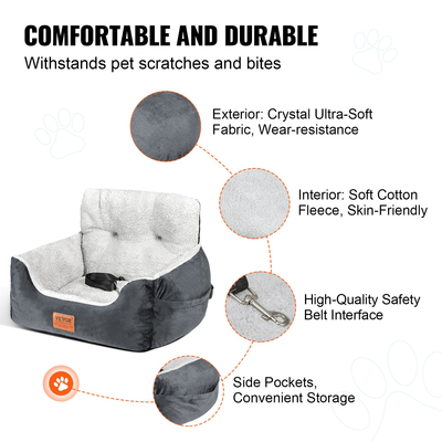 Κάθισμα αυτοκινήτου VEVOR Dog Booster Κάθισμα αυτοκινήτου Κάθισμα κατοικίδιων ζώων για μικρό σκύλο έως 20 λίβρες σκούρο γκρι