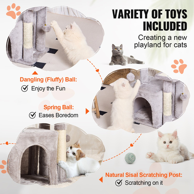 VEVOR Cat Tree 31,4&quot; Cat Tower with Cat Condo Sisal Scratching Post Ανοιχτό γκρι