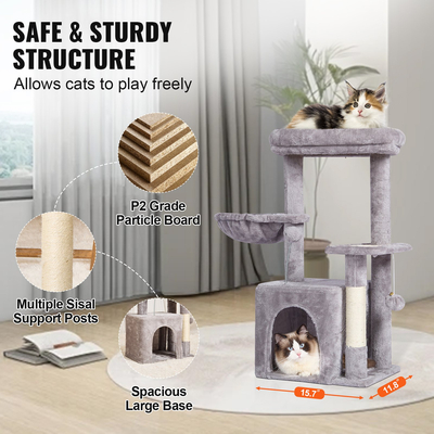 VEVOR Cat Tree 31,4&quot; Cat Tower with Cat Condo Sisal Scratching Post Ανοιχτό γκρι