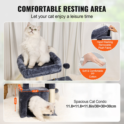 VEVOR Cat Tree 31,4&quot; Cat Tower with Cat Condo Sisal Scratching Post Dark Grey