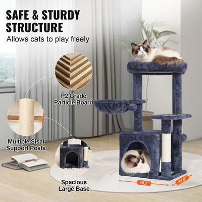 VEVOR Cat Tree 31,4&quot; Cat Tower with Cat Condo Sisal Scratching Post Dark Grey