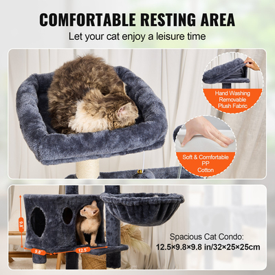 VEVOR Cat Tree 45,2&quot; Cat Tower with Cat Condo Sisal Scratching Post Dark Grey