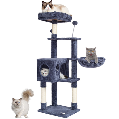 VEVOR Cat Tree 45,2&quot; Cat Tower with Cat Condo Sisal Scratching Post Dark Grey
