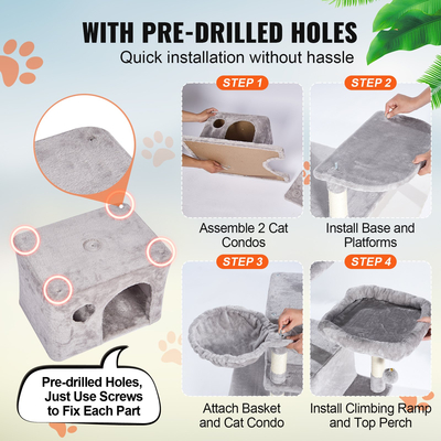 VEVOR Cat Tree 68,5&quot; Cat Tower for Indoor Cats with Cat Condos Scratching Post