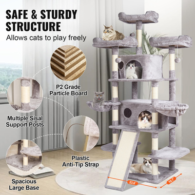 VEVOR Cat Tree 68,5&quot; Cat Tower for Indoor Cats with Cat Condos Scratching Post