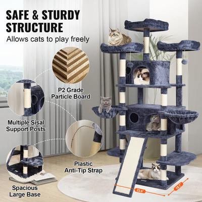 VEVOR Cat Tree 68,5&quot; Cat Tower for Indoor Cats with Cat Condos Scratching Post