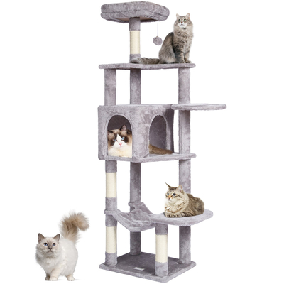 VEVOR Cat Tree 60,6&quot; Cat Tower with Cat Condo Sisal Scratching Post Ανοιχτό γκρι