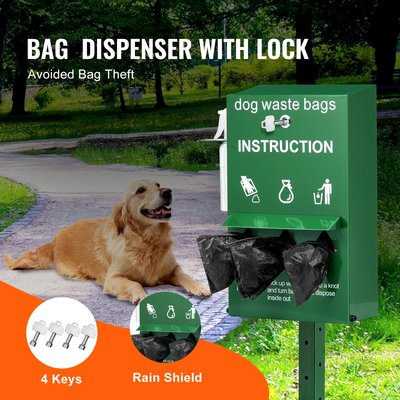 VEVOR Dog Waste Station Bag Dispenser with 600 Bags Lockable Dog Poop Poop Tres