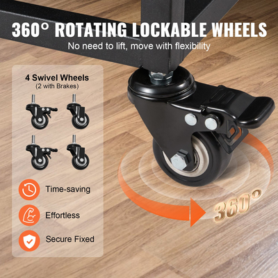 Κλουβί για σκύλους βαρέως τύπου VEVOR 42 ιντσών, άφθαρτο κιβώτιο σκύλων, 3-θυρο ρείθρο για σκύλους μεσαίου έως μεγάλου μεγέθους με ρόδες που κλειδώνουν και αφαιρούμενο δίσκο, κλουβί σκύλου υψηλής αντοχής για εσωτερικούς και εξωτερικούς χώρους