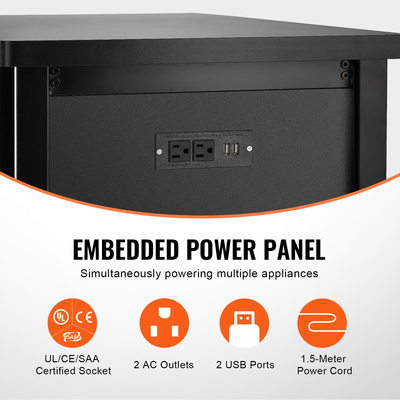 Βάση ενυδρείου VEVOR, Βάση δεξαμενής ψαριών 75 γαλονιών, 52 x 19,7 x 32,3 σε ατσάλι και MDF βάση δεξαμενής χελώνας, χωρητικότητα φόρτωσης 626 lbs, βάση ερπετών με ντουλάπι αποθήκευσης και ενσωματωμένο πάνελ ισχύος, μαύρο