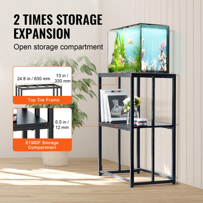 Βάση ενυδρείου VEVOR, Βάση δεξαμενής ψαριών 20 γαλονιών, 24,8 x 13 x 30 σε ατσάλινη βάση δεξαμενής χελώνας, χωρητικότητα φόρτωσης 167,6 λίβρες, βάση δεξαμενής ερπετών με αποθήκευση, κιτ υλικού και αντιολισθητικά πόδια, μαύρο