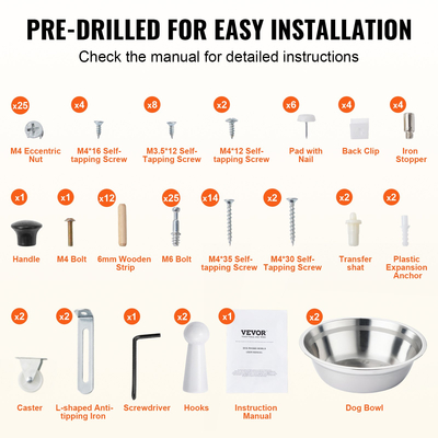 Σταθμός σίτισης κατοικίδιων VEVOR με 2 υπερυψωμένα μπολ για σκύλους Ντουλάπα αποθήκευσης τροφών και παιχνιδιών για σκύλους