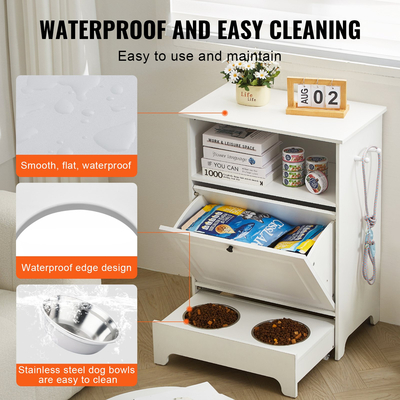 Σταθμός σίτισης κατοικίδιων VEVOR με 2 υπερυψωμένα μπολ για σκύλους Ντουλάπα αποθήκευσης τροφών και παιχνιδιών για σκύλους