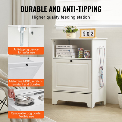Σταθμός σίτισης κατοικίδιων VEVOR με 2 υπερυψωμένα μπολ για σκύλους Ντουλάπα αποθήκευσης τροφών και παιχνιδιών για σκύλους