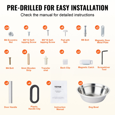 Σταθμός σίτισης κατοικίδιων VEVOR με 2 υπερυψωμένα μπολ για σκύλους Ντουλάπα αποθήκευσης τροφών και παιχνιδιών για σκύλους