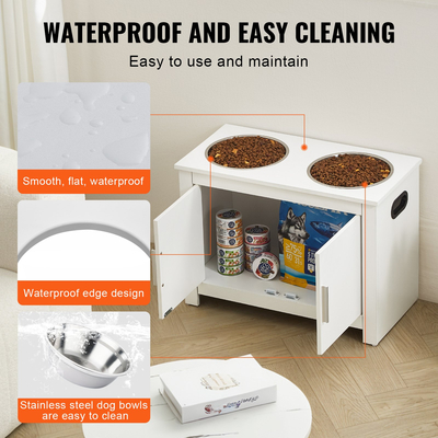 Σταθμός σίτισης κατοικίδιων VEVOR με 2 υπερυψωμένα μπολ για σκύλους Ντουλάπα αποθήκευσης τροφών και παιχνιδιών για σκύλους