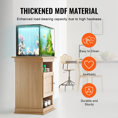 Βάση ενυδρείου VEVOR, Βάση δεξαμενής ψαριών 20 γαλονιών, 25,2 x 15,7 x 28,3 σε MDF βάση δεξαμενής χελώνας, χωρητικότητα φόρτωσης 167,6 λίβρες, βάση ερπετών με χώρο αποθήκευσης, ντουλάπι και κιτ υλικού, χρώμα Basswood